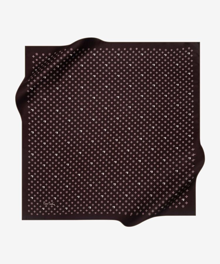 Kahverengi 90X90 İpek Krep Saten Eşarp - 1