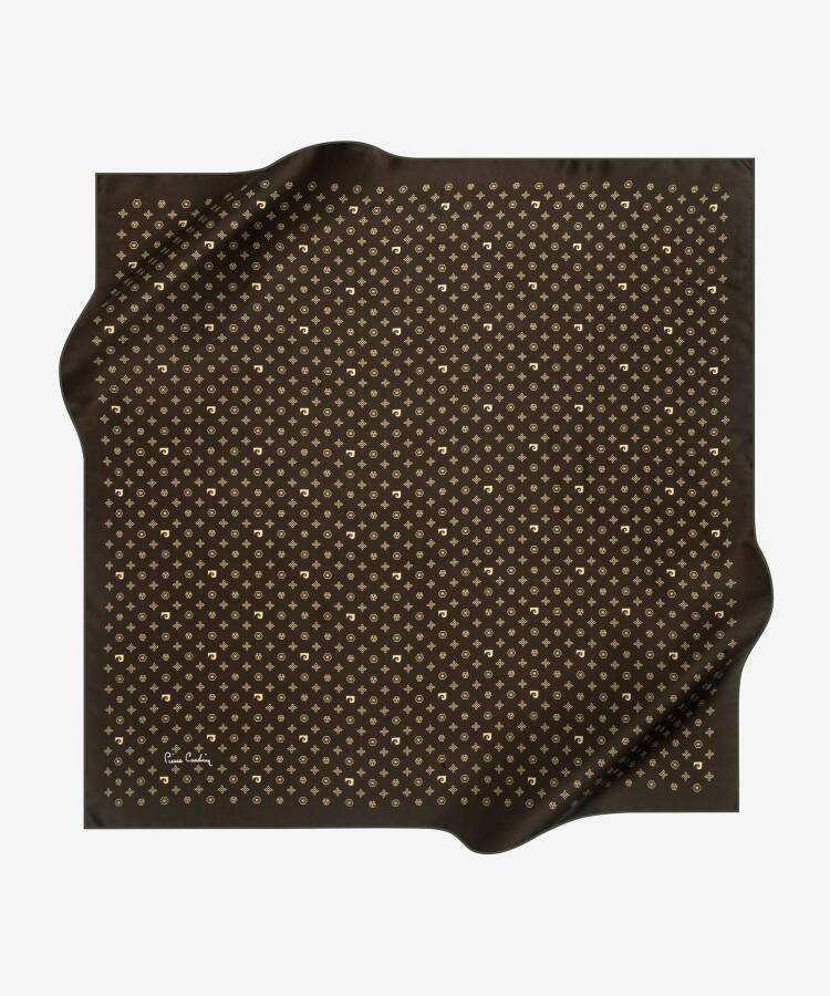Kahverengi Logo Desenli 90X90 Pierre Cardin Eşarp - 1