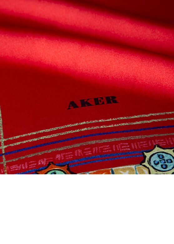 Aker İpek Krep Saten Kırmızı Renkli Eşarp - 2