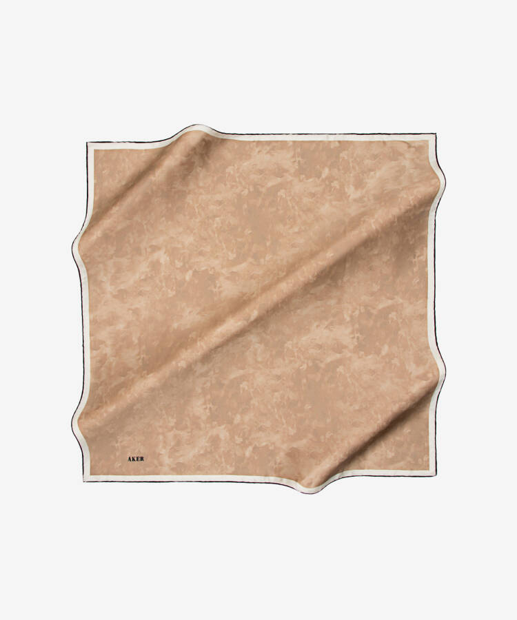 Fırça Desenli 90X90 Aker İpek Krep Saten Eşarp - 1