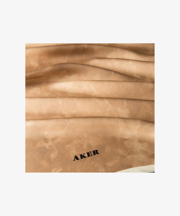 Fırça Desenli 90X90 Aker İpek Krep Saten Eşarp - 2