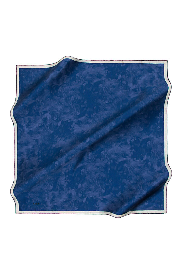Saks Mavi 90X90 İpek Krep Saten Eşarp - 1