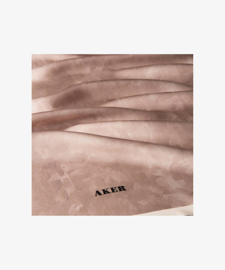 Fırça Desenli 90X90 Aker İpek Krep Saten Eşarp - 2