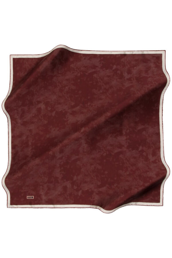 Bordo 90X90 İpek Krep Saten Eşarp - 1