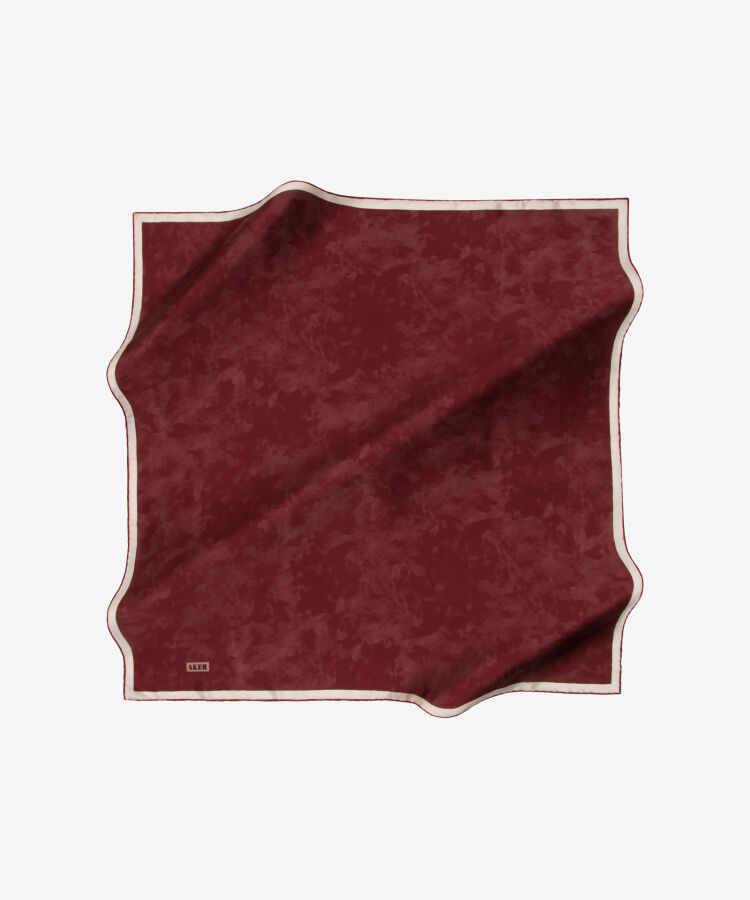 Bordo 90X90 İpek Krep Saten Eşarp - 2