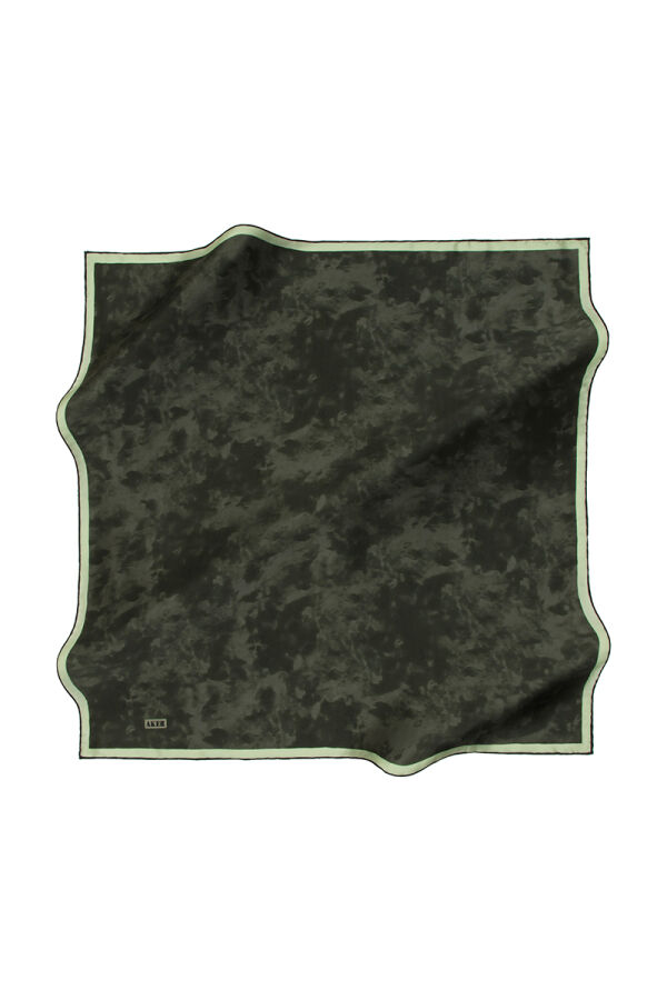 Koyu Yeşil 90X90 İpek Krep Saten Eşarp - 1