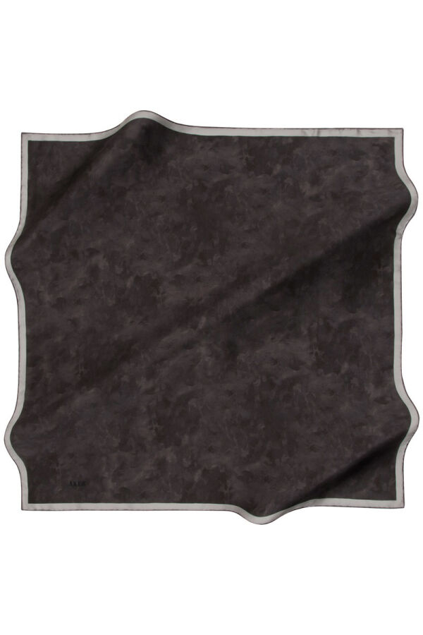 Koyu Gri 90X90 İpek Krep Saten Eşarp - 1