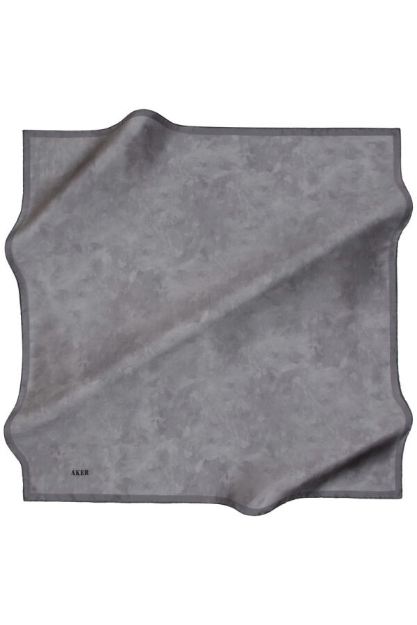 Gri 90X90 İpek Krep Saten Eşarp - 1