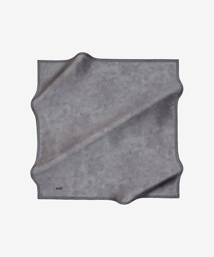 Gri 90X90 İpek Krep Saten Eşarp - 2