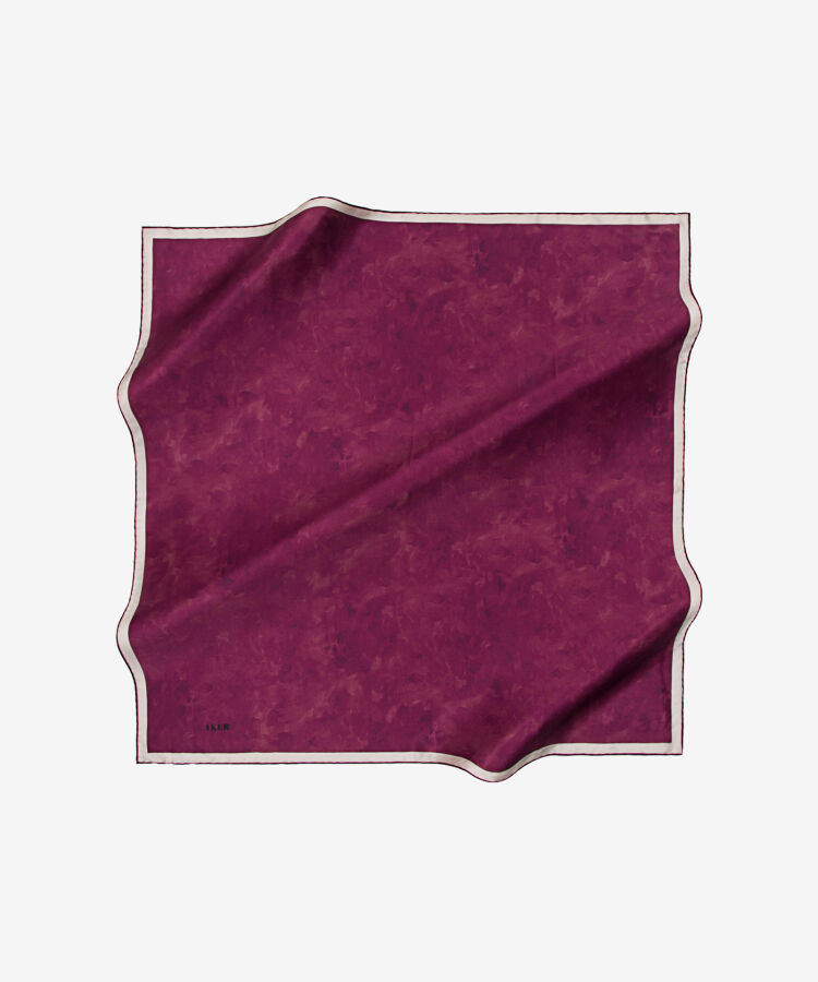 Fuşya 90X90 İpek Krep Saten Eşarp - 1