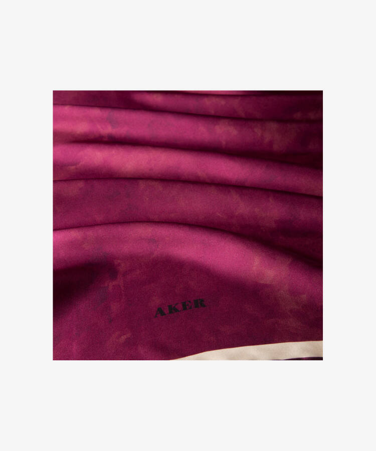 Fırça Desenli 90X90 Aker İpek Krep Saten Eşarp - 2