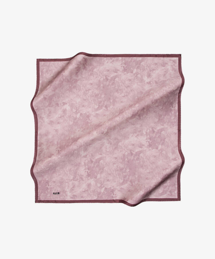 Fırça Desenli 90X90 Aker İpek Krep Saten Eşarp - 1