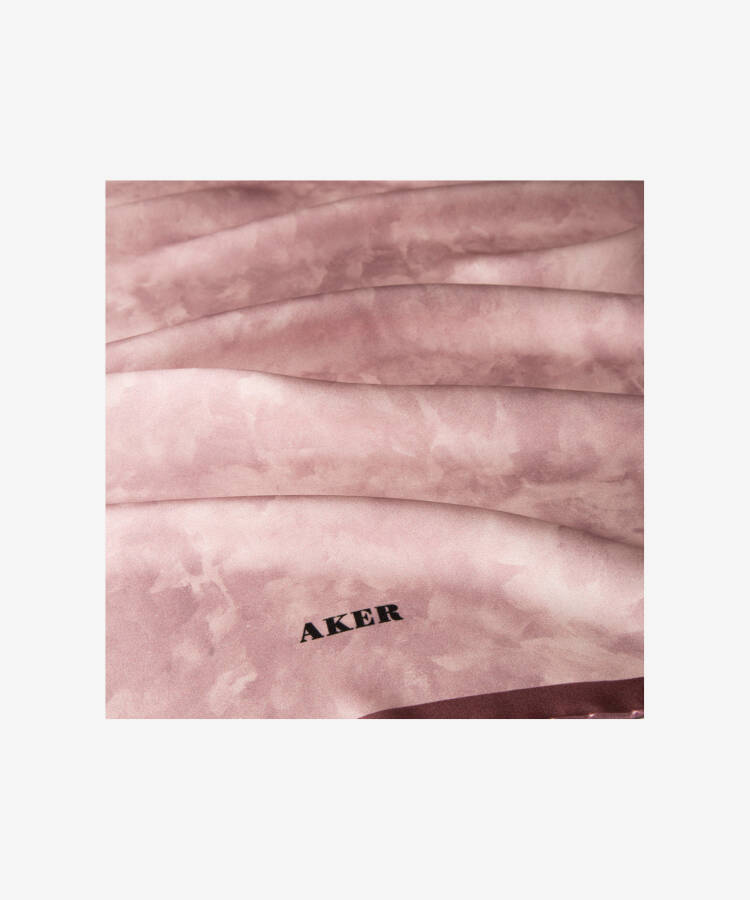 Fırça Desenli 90X90 Aker İpek Krep Saten Eşarp - 2