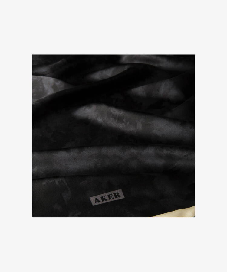 Fırça Desenli 90X90 Aker İpek Krep Saten Eşarp - 2