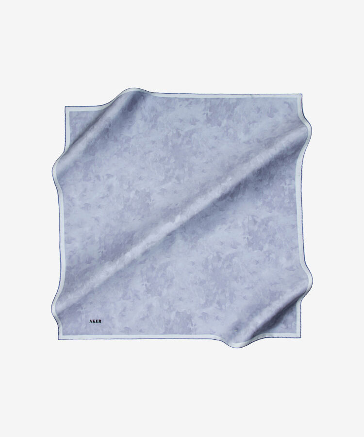 Açık Mavi 90X90 İpek Krep Saten Eşarp - 1