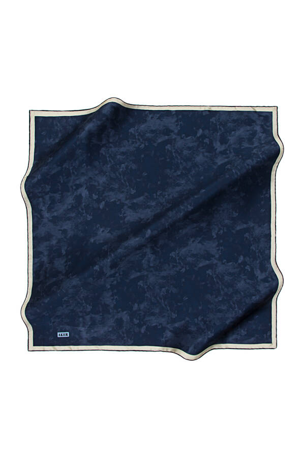 Fırça Desenli 90X90 Aker İpek Krep Saten Eşarp - 1