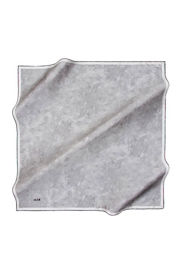 Fırça Desenli 90X90 Aker İpek Krep Saten Eşarp - 1