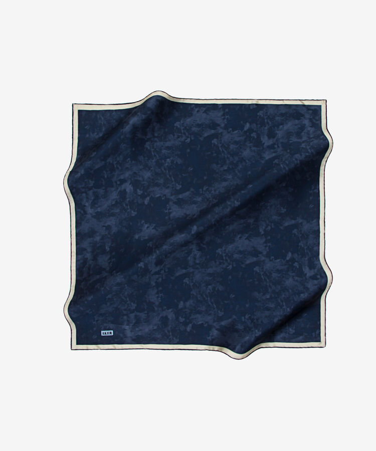 Lacivert 90X90 İpek Twill Eşarp - 1