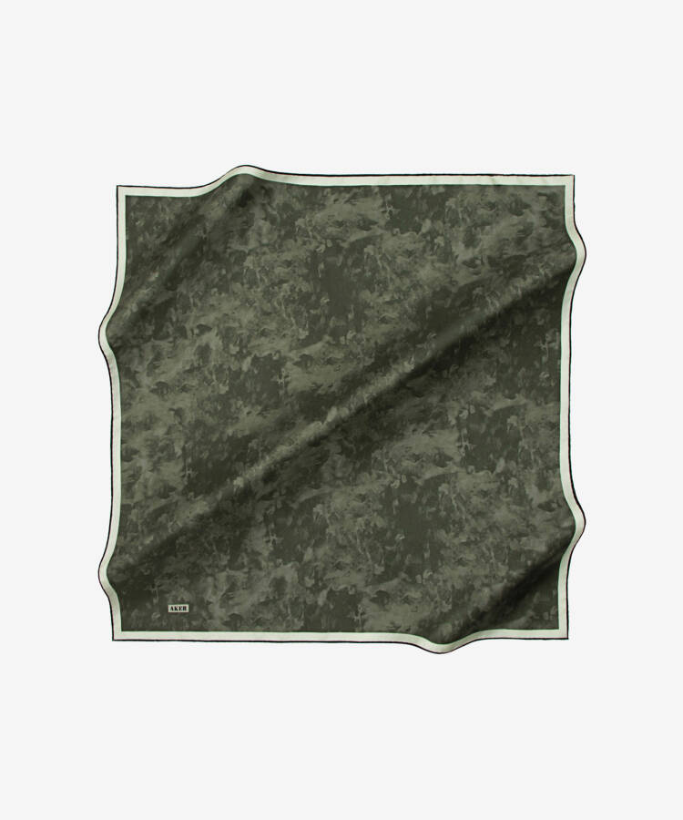 Haki 90X90 Aker İpek Tivil Eşarp - 1