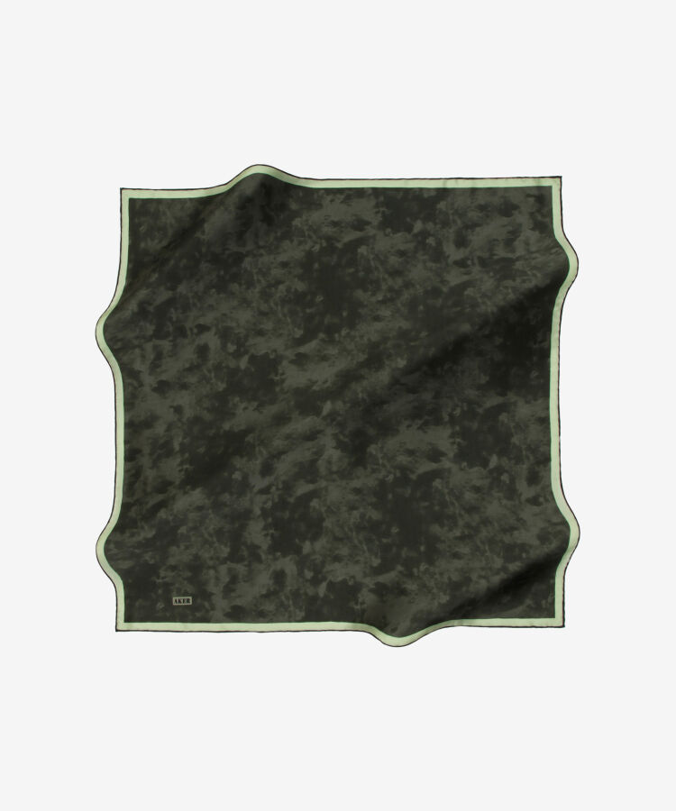 Koyu Yeşil 90X90 İpek Twill Eşarp - 1