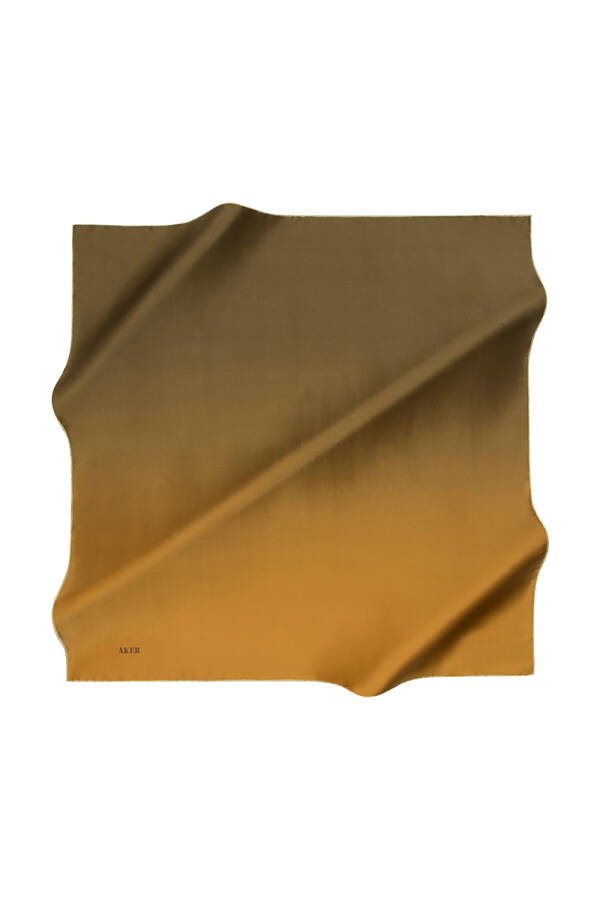 Fırça Desenli 90X90 Aker İpek Krep Saten Eşarp - 1
