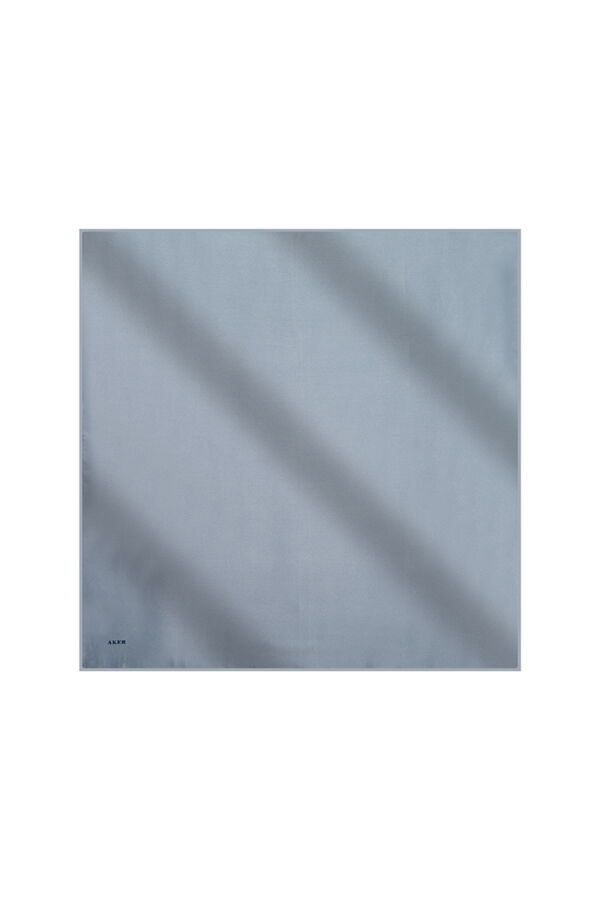 Gri 90X90 Düz Taşlanmış İpek Krep Saten Eşarp - 1
