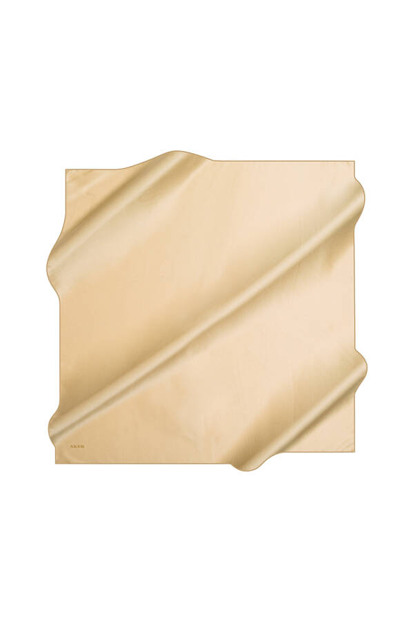 Düz Renk 90X90 Aker Düz Taşlanmış İpek Krep Saten Eşarp - 1