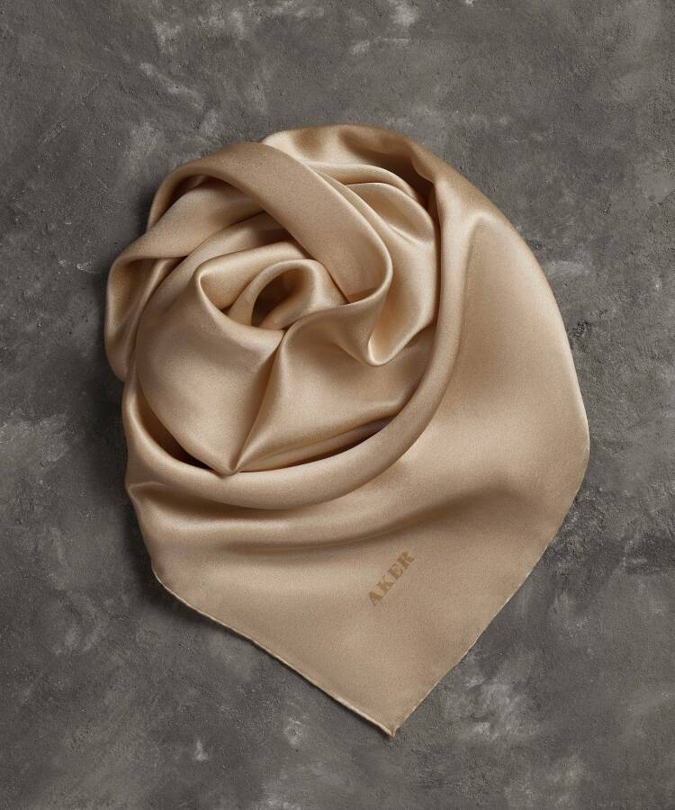 Düz Renk 90X90 Aker Düz Taşlanmış İpek Krep Saten Eşarp - 2