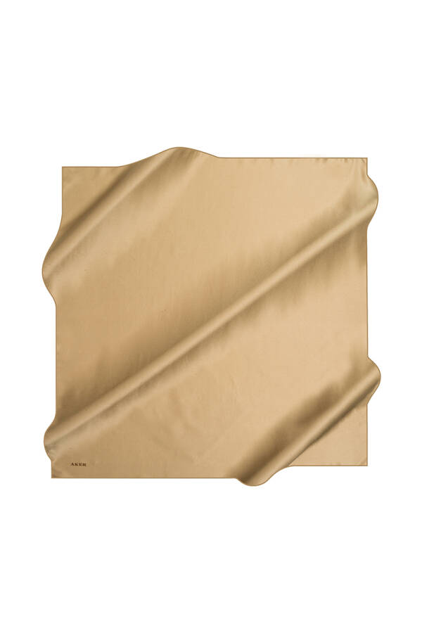 Düz Renk 90X90 Aker Düz Taşlanmış İpek Krep Saten Eşarp - 1