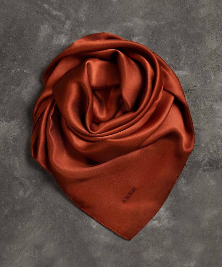 Düz Renk 90X90 Aker Düz Taşlanmış İpek Krep Saten Eşarp - 2