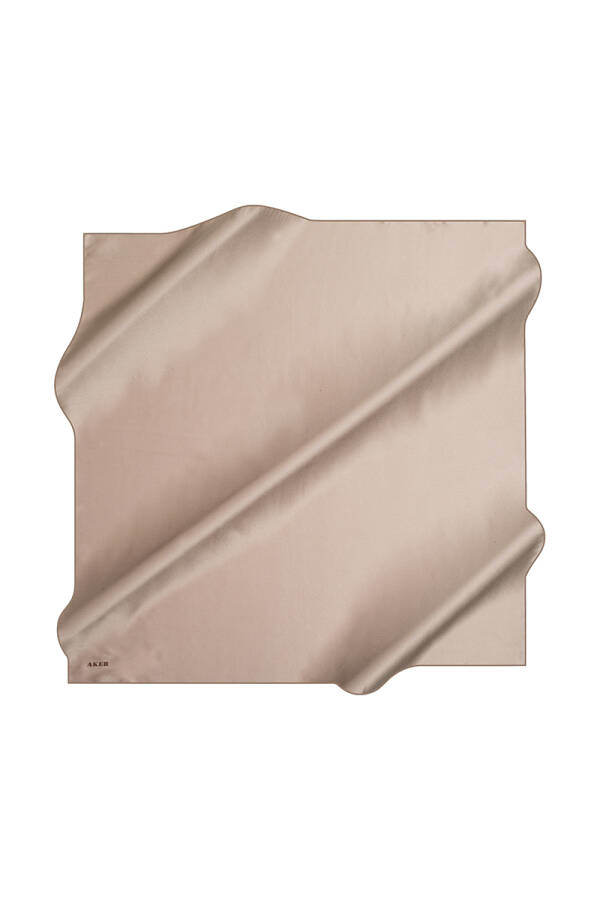 Düz Renk 90X90 Aker Düz Taşlanmış İpek Krep Saten Eşarp - 1