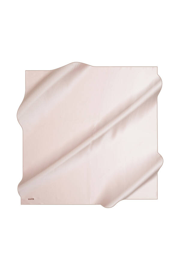 Düz Renk 90X90 Aker Düz Taşlanmış İpek Krep Saten Eşarp - 1