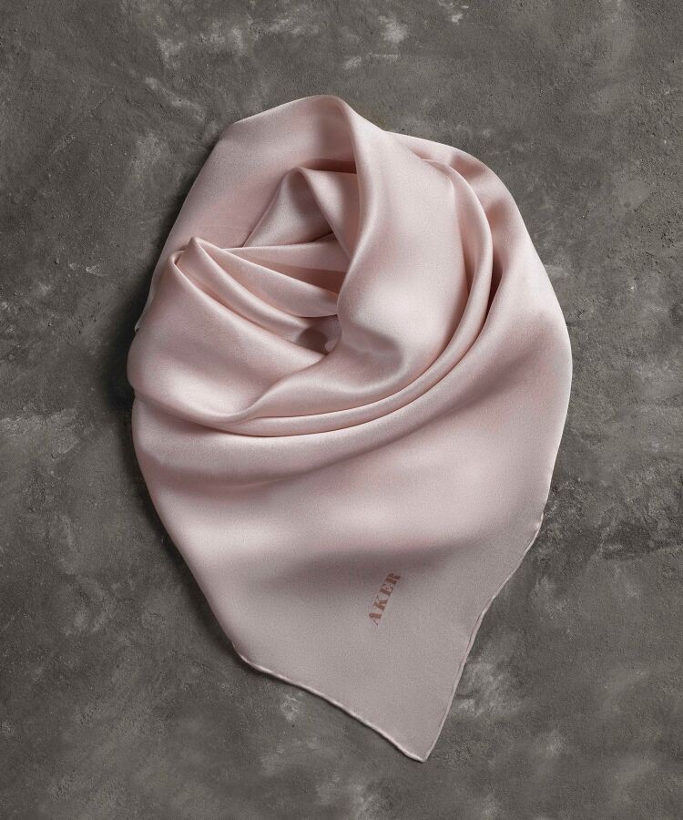 Açık Pembe 90X90 Düz Taşlanmış İpek Krep Saten Eşarp - 2