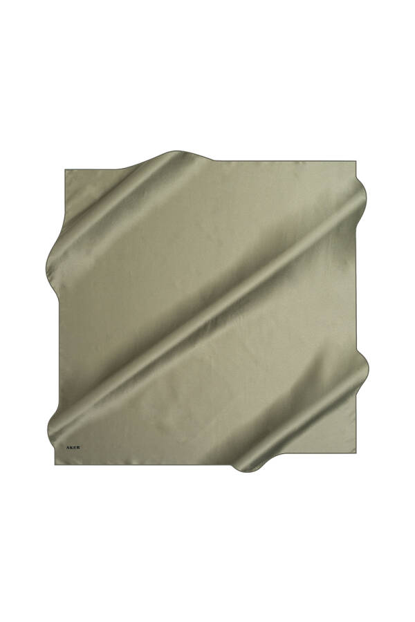 Düz Renk 90X90 Aker Düz Taşlanmış İpek Krep Saten Eşarp - 1