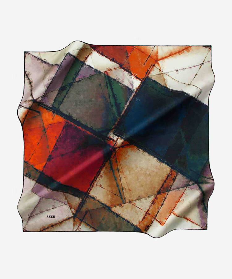 90X90 Aker İpek Krep Saten - Krep Saten Eşarp