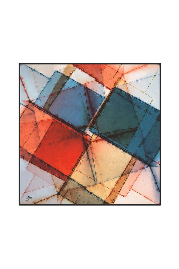 Renkli 90X90 Polyester Twill Eşarp - 1