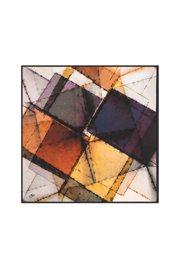 Geometrik Desenli 90X90 Aker Polyester Tivil - 1