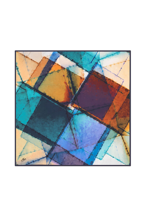 Turkuaz 90X90 Polyester Twill Eşarp - 1