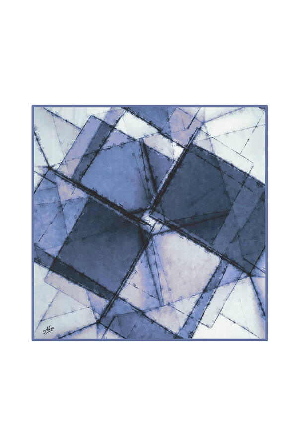 Geometrik Desenli 90X90 Aker Polyester Tivil - 1