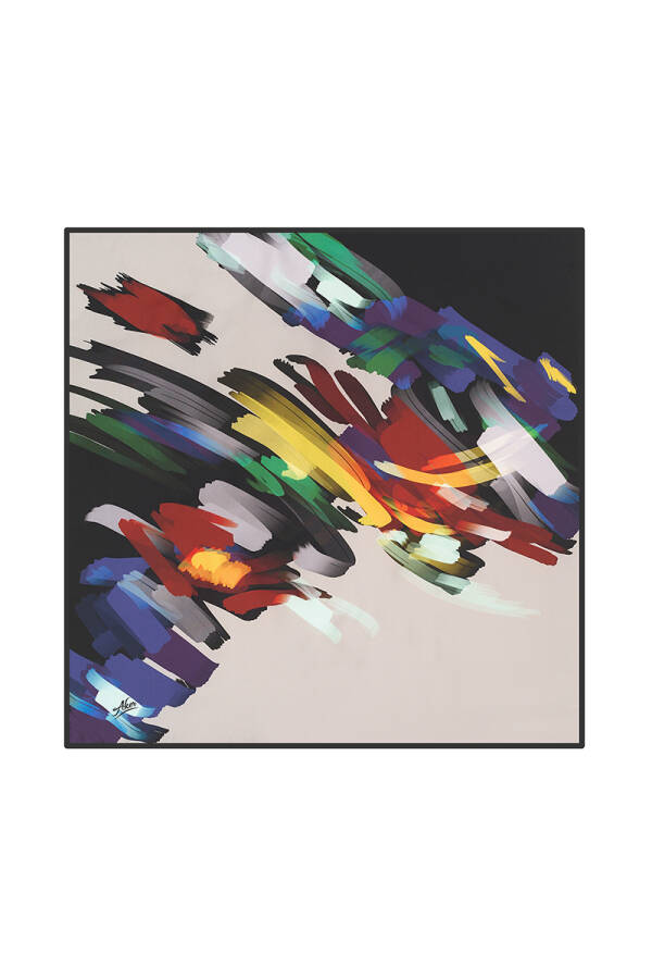 Fırça Desenli 90X90 Polyester Twill Eşarp - 1