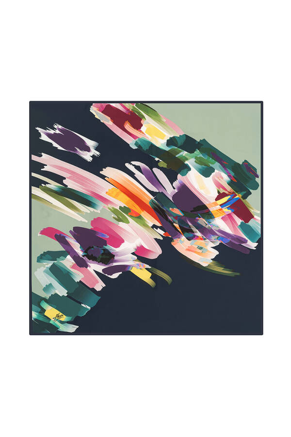 Renkli 90X90 Polyester Twill Eşarp - 1