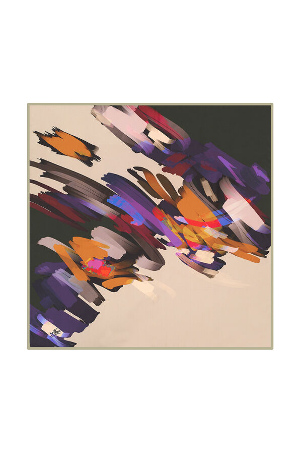 Koyu Bej 90X90 Polyester Twill Eşarp - 1
