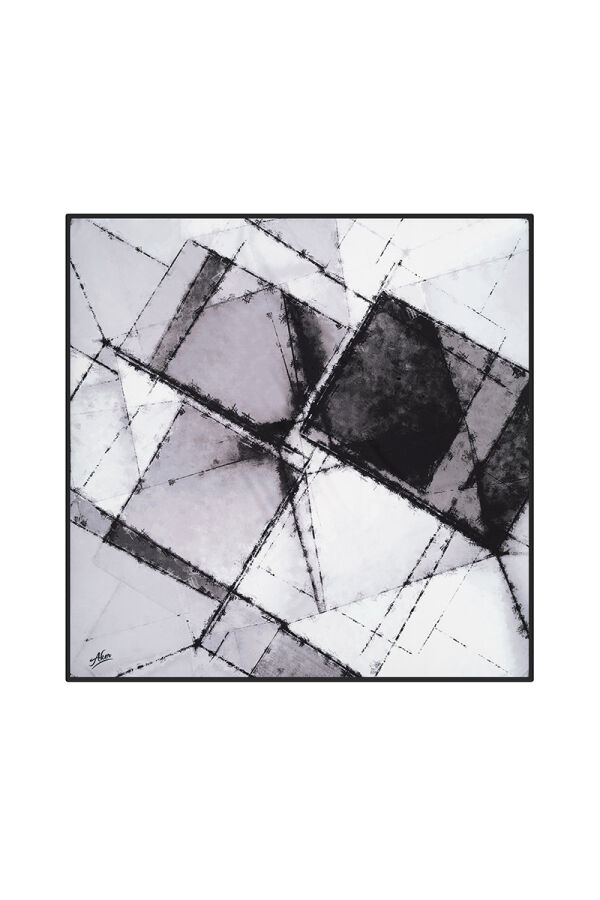 Açık Gri 90X90 Polyester Twill Eşarp - 1