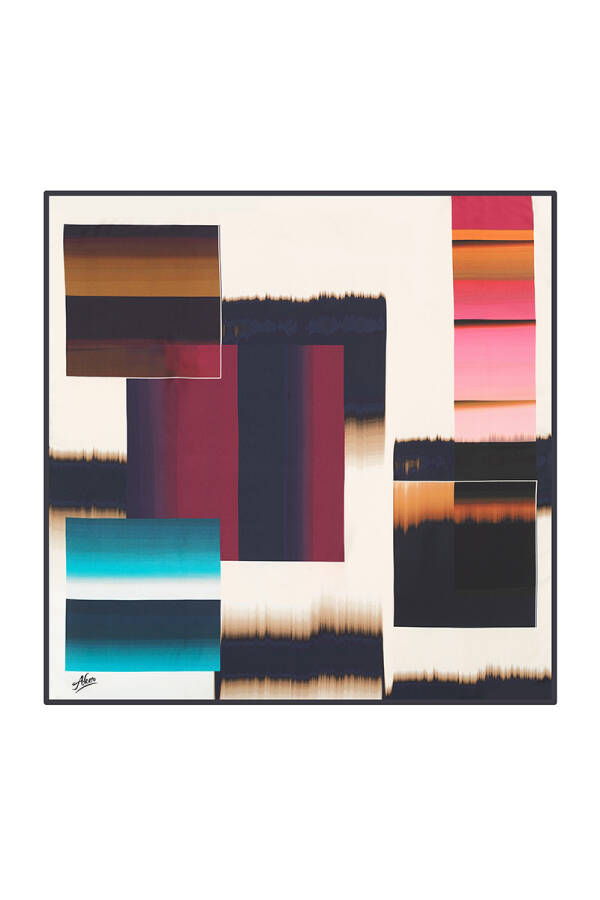 Geometrik Desenli 90X90 Aker Polyester Tivil - 1