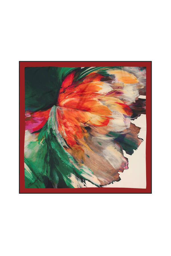 Çiçek Desenli 90X90 Aker Polyester Tivil - 1