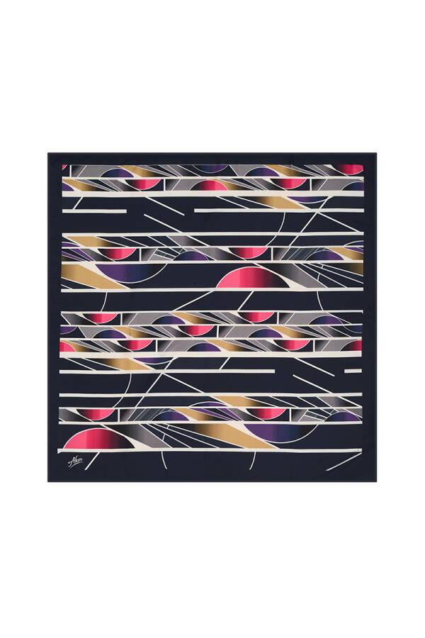 Geometrik Desenli 90X90 Aker Polyester Tivil - 1