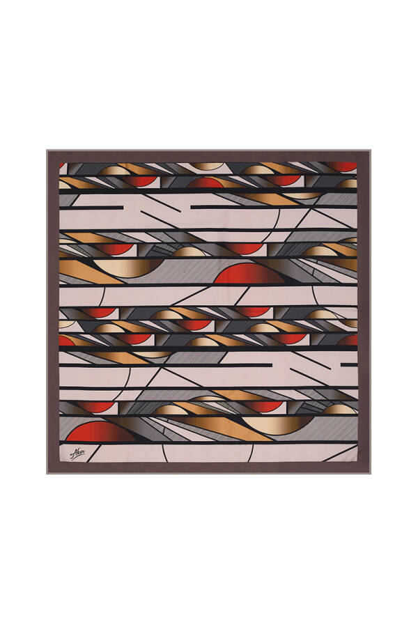 Geometrik Desenli 90X90 Aker Polyester Tivil - 1