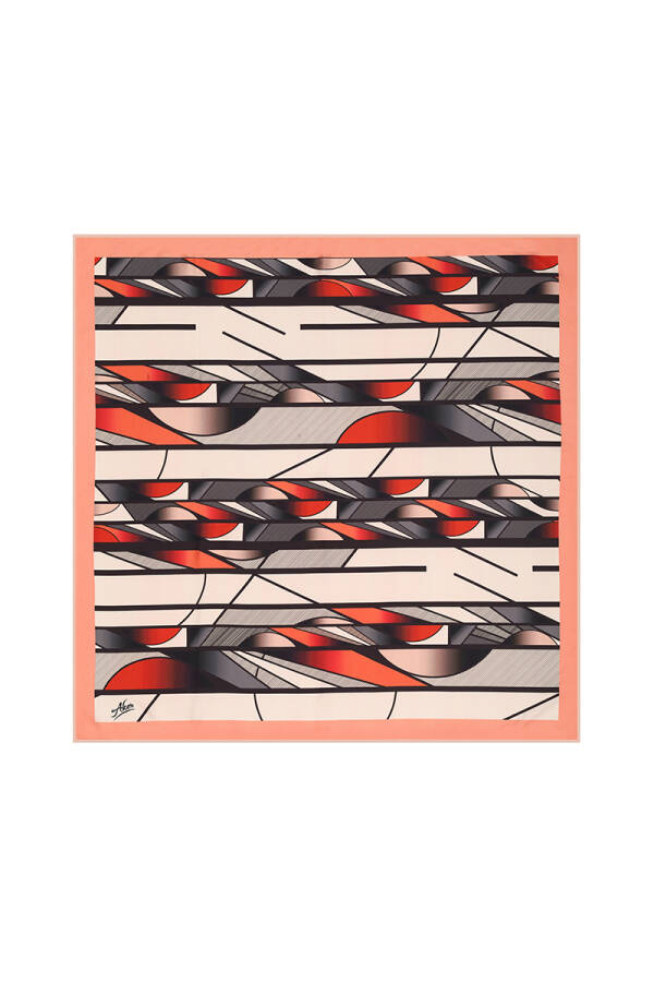 Geometrik Desenli 90X90 Aker Polyester Tivil - 1