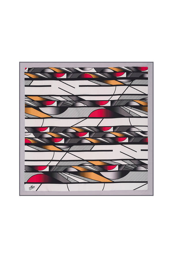 Geometrik Desenli 90X90 Aker Polyester Tivil - 1