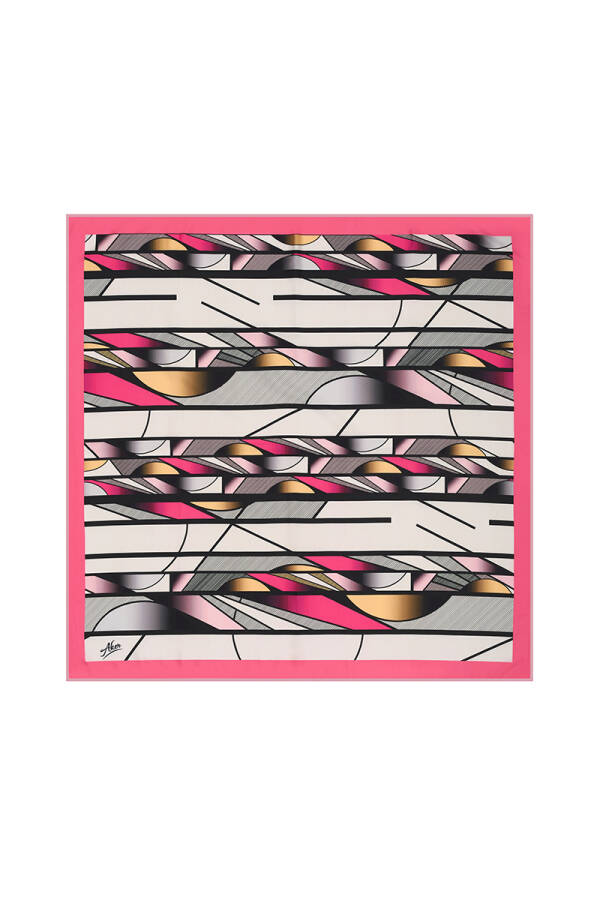 Geometrik Desenli 90X90 Aker Polyester Tivil - 1